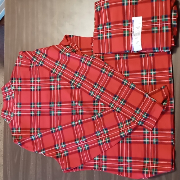 Time and Tru Set of 2 Christmas Plaid Mock Neck Shirts 2X (20) NWT - Picture 2 of 3